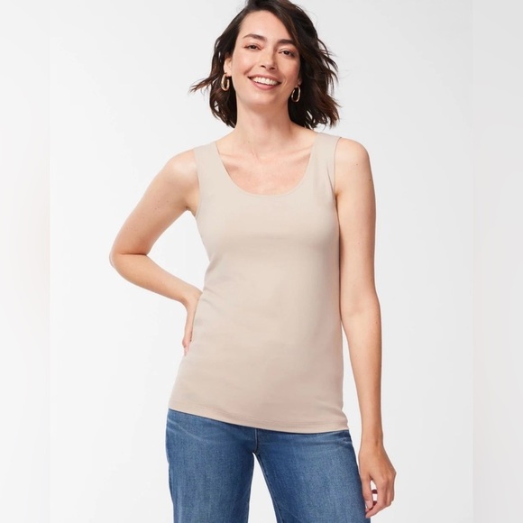 NWT Chico’s Microfiber Contemporary Tank Top Sand | Size 2 (US Large/12) - Picture 1 of 8